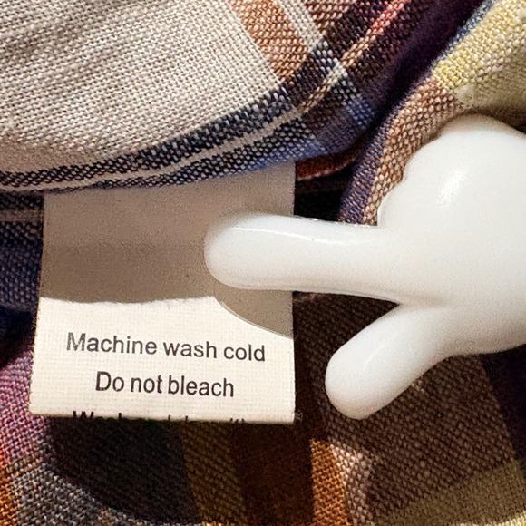 Carbon 2 Cobalt Men's Plaid Linen Long Sleeve Button Up‎ Shirt XL Orange Blue - Picture 4 of 13